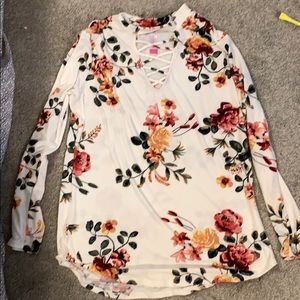 Floral print long sleeve tunic